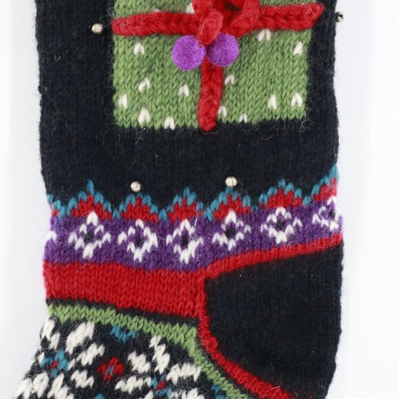 Handmade Wool Christmas Stocking Fair Colorful Isle Present Snowflake Santa - Picture 7 of 15